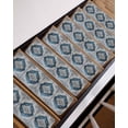 thumbnail image 3 of National Style Non-Slip Stair Treads for Wooden Steps Blue Gray Geometric National Art Indoor Carpet Stair Runners 4PCS 8x30 in with Adhesive for Pets and Seniors, 3 of 7