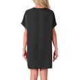 thumbnail image 3 of INSPIRE CHIC Camisón de mujer con cuello en V, suave, de manga corta, longitud hasta el muslo, vestido de dormir, color negro, 3 of 6