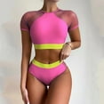 thumbnail image 3 of Cheers US Women High Waisted Bikini Set Sports Color Block Swimsuit High Neck Cheeky Bathing Suit, 3 of 7
