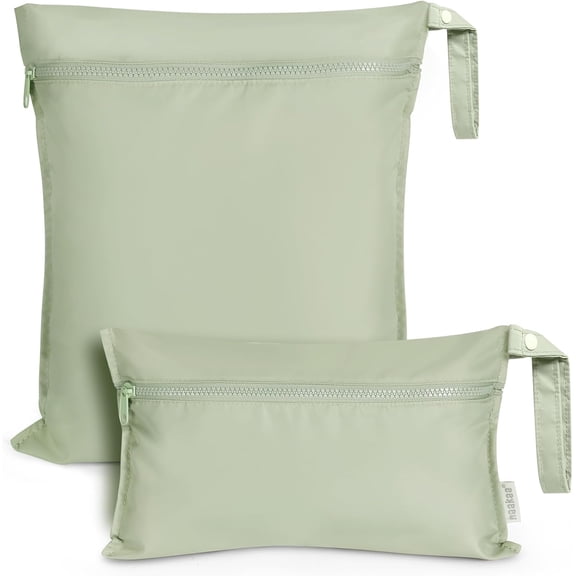 YANTONG Waterproof Wet Bags for Baby Wet Dry Bags for Cloth Diaper, Swimsuit & Travel, 2pcs, Grass