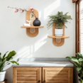 thumbnail image 6 of Floating Shelves for Wall, Boho Home Wall Decor,Rattan Plant Shelf Set of 2, Mid Century Small Decorative Shelf, Natural Wood Shelves for Living Room,Bedroom,House,Office (Natural), 6 of 7