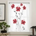 thumbnail image 4 of Red Floral Spring Semi Sheer Curtains Drapes for Living Room, Bedroom, French Doors Window 72 Inches Long, Summer Botanical Pastoral Elegant Rod Pocket Chiffon Curtain Drapery Voile Draperies Panel, 4 of 6