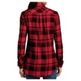 thumbnail image 6 of Yellow Rooster Flannel Shirts For Women Plaid Jackets Long Sleeve Button Down Engine Red/ Black XS, 6 of 6