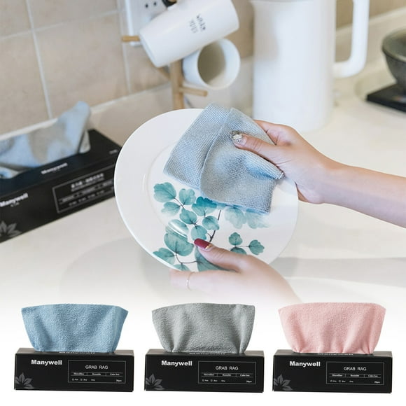 Paños de limpieza de microfibra reutilizables - Pack de 20 con caja dispensadora para una limpieza sin marcas en cristales, coches y superficies de cocina