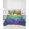 thumbnail image 2 of Quilts Twin-XL Size Bedding Set, Rainbow Patchwork Lightweight Quilted Comforter, Watercolor Colorful Diamond Art Soft Reversible Bedspread Coverlet with Pillow Covers for All Season, 68" x 98", 2 of 7