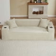 thumbnail image 2 of FFH 80.7" Corduroy Sofa, 3 Seater Boneless Cloud Couch for Small Living Rooms, Apartments and Offices, Camel, 2 of 6
