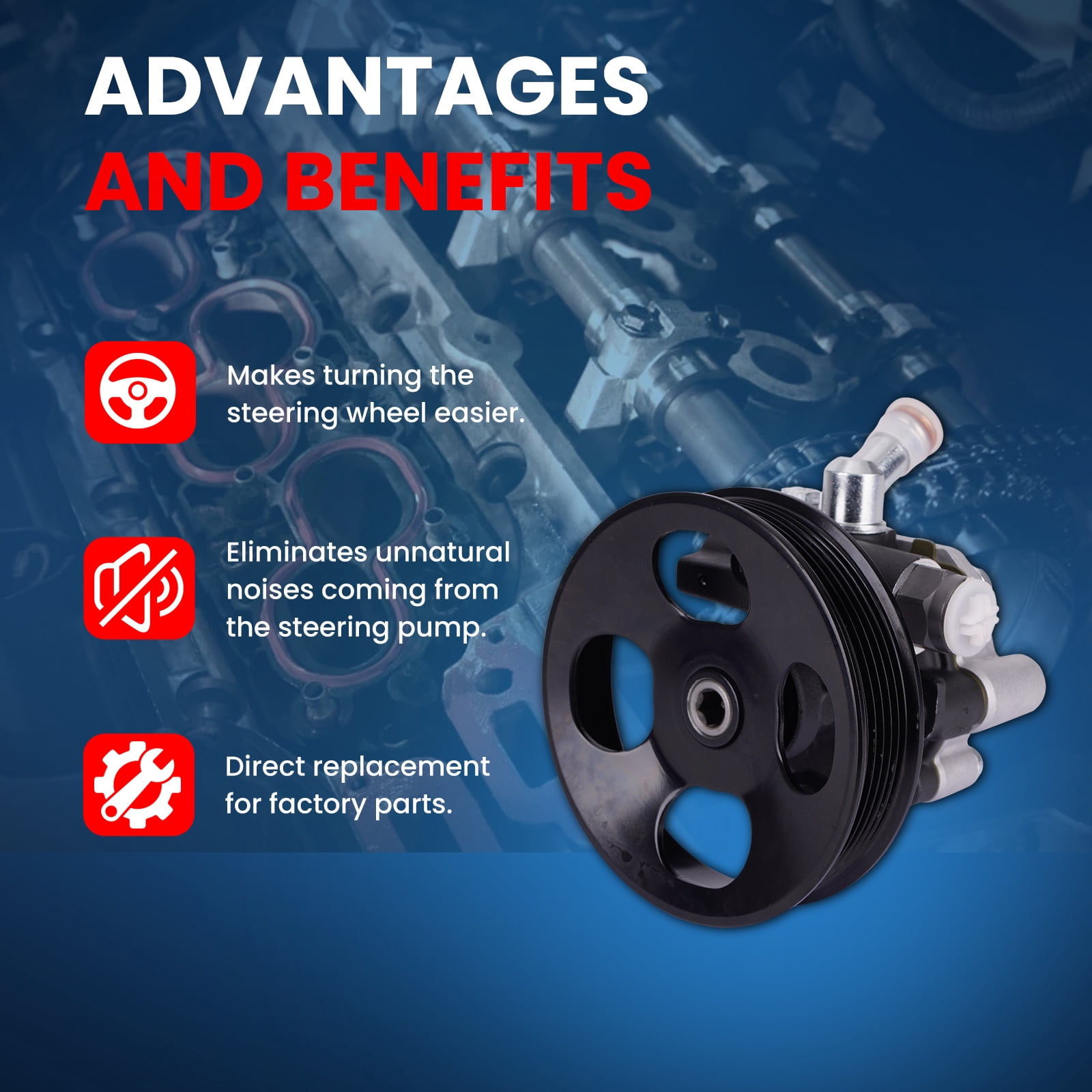 MOCA AUTOPARTS Power Steering Pump Fit for 2001-2007 Toyota Sequoia V8 4.7L & 2000-2006 Toyota Tundra V8 4.7L