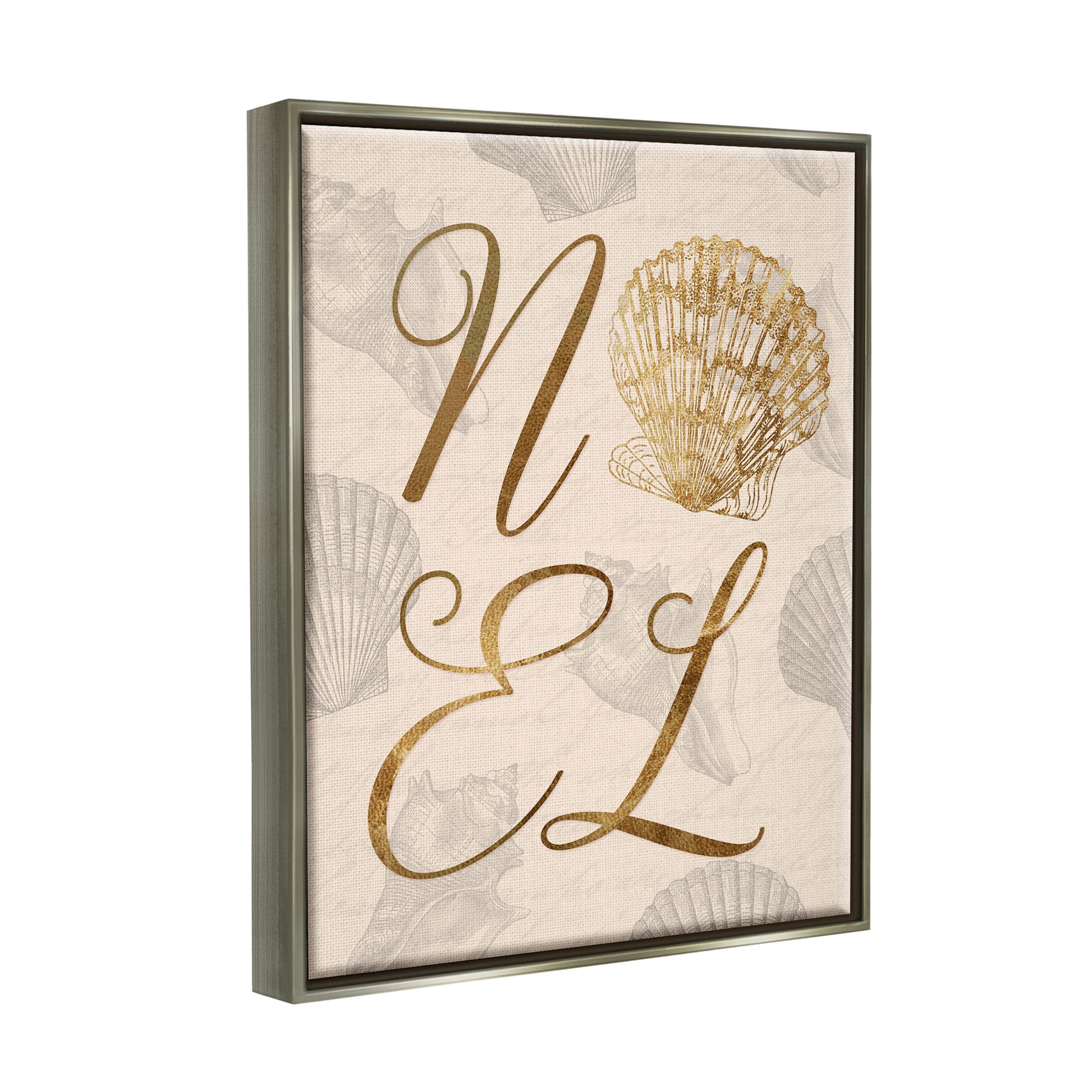 Noel Holiday Seashell Detail Holiday Graphic Art Luster Gray Framed Art Print Wall Art