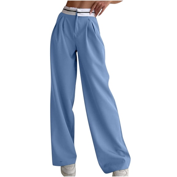 REALiKUN Women's Smocked High Waisted Cotton Linen Wide Leg Pants Palazzo with Pockets Casual High Waist Long Pants Trousers