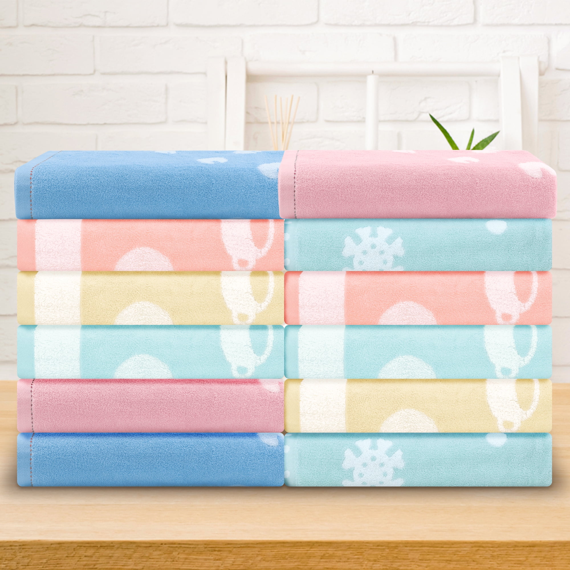 Unique Bargains 100% Cotton 2 Pack Solid Bath Towels Quick Dry and Absorbent Pink Sheep