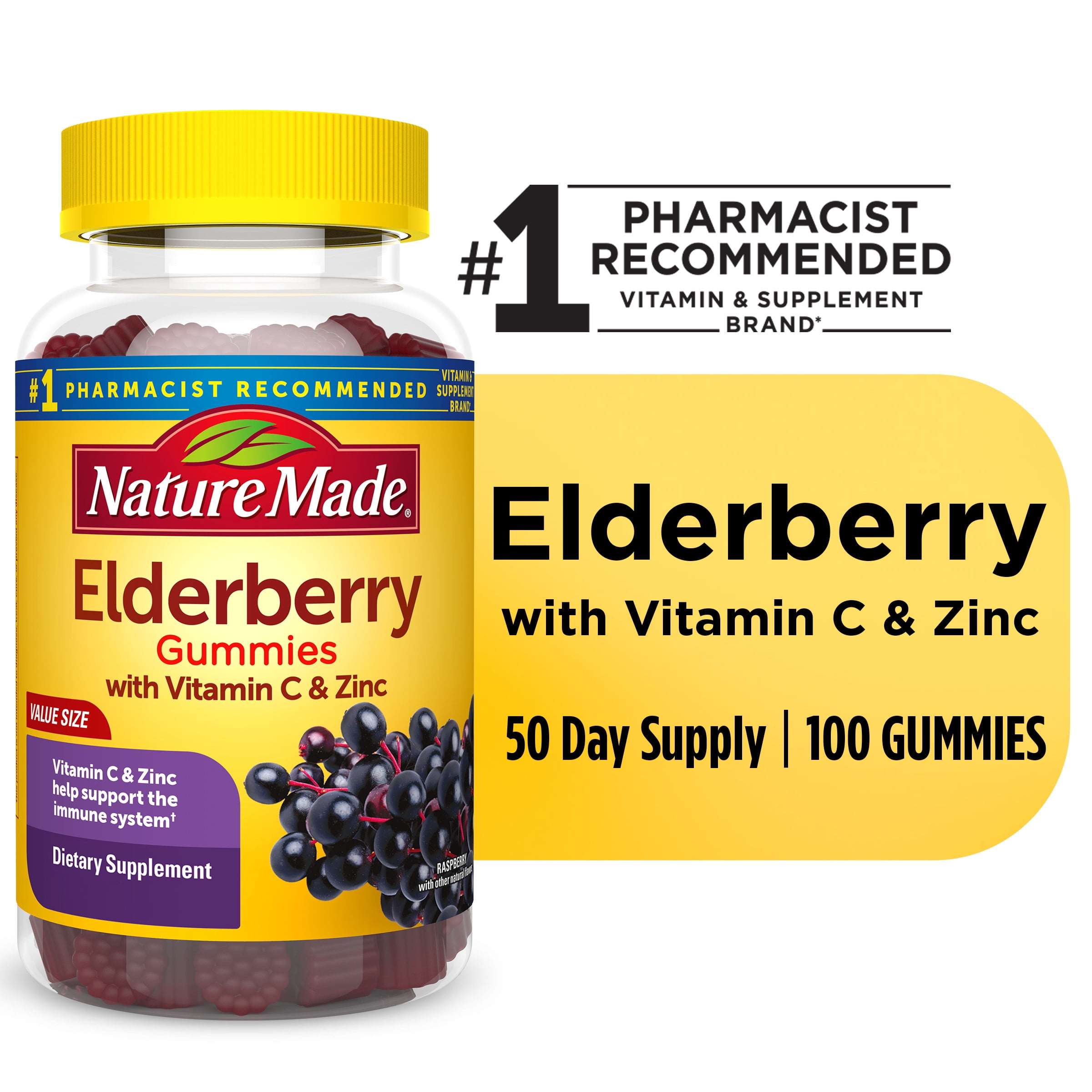 Nature Made Elderberry with Vitamin C and Zinc Gummies, Dietary
