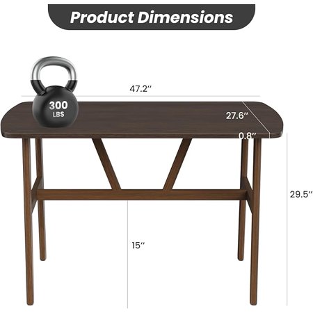 MAYEERTY 47 Modern Rectangular Wood Dining Table Metal Frame Fits 4-6 for Kitchen/Dining Room Dark Walnut