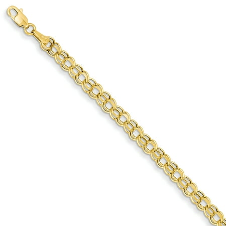 14kt Yellow Gold 8 Inch 4.5mm Double Link Charm Bracelet Fine Jewelry Ideal Gifts For Women Gift Set From