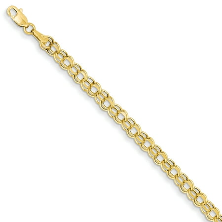 14k Gold Backing - 14kt Yellow Gold 8 Inch 4.5mm Double Link Charm Bracelet Fine Jewelry Ideal Gifts For Women Gift Set From Heart