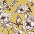 thumbnail image 2 of Loreth, Lanie 15x15 White Modern Wood Framed Museum Art Print Titled - Peonies and Birds on Yellow I, 2 of 4