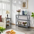 thumbnail image 5 of Yaheetech 2-Tier X-Design Console Table with Shelf for Living Room, Gray, 5 of 9