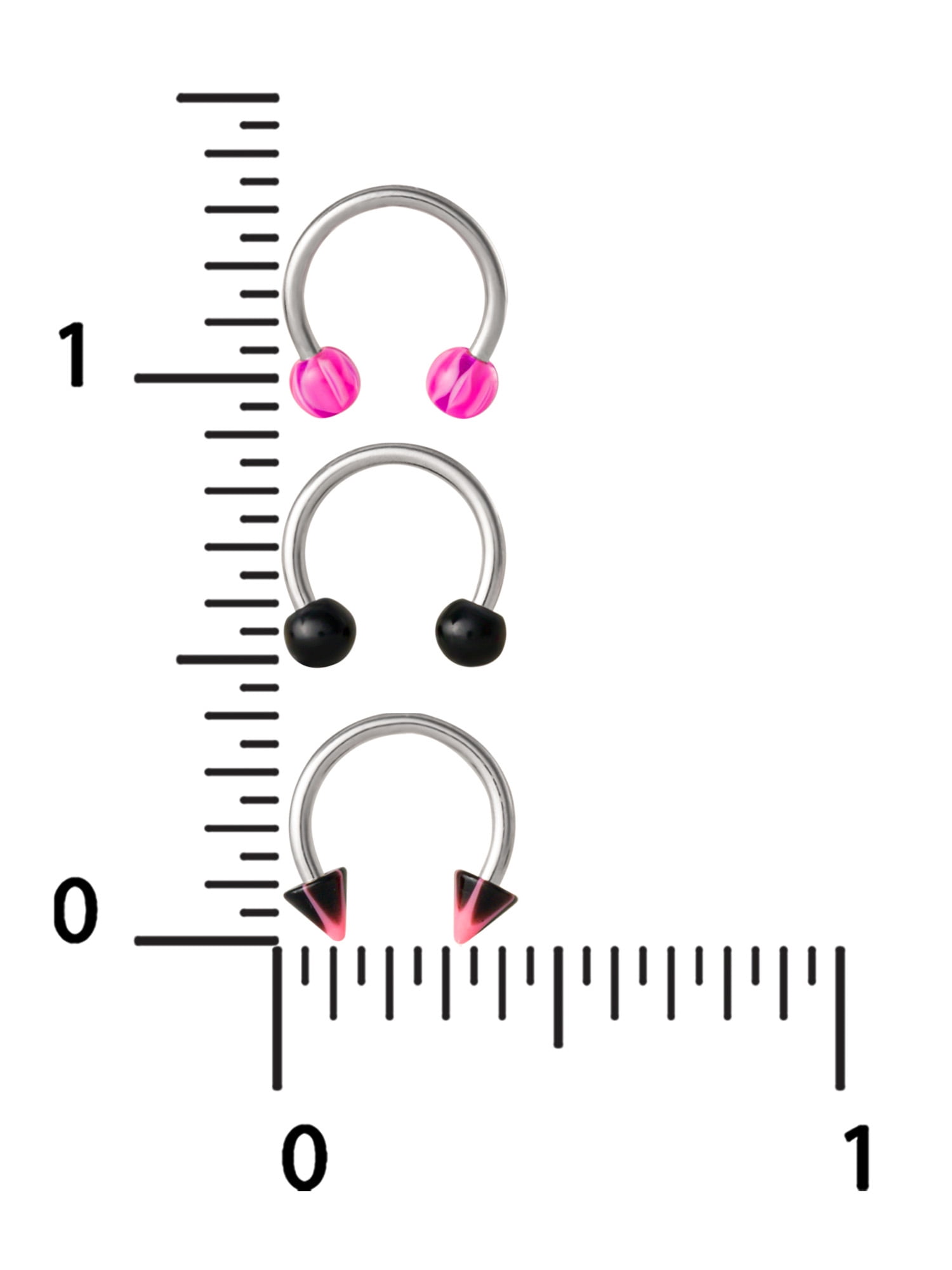Body Jewelry Women's Value Pack 18 Gauge Stainless Steel Horseshoe Nose Rings, Pink and Black