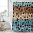 thumbnail image 6 of Light Blue Brown Shower Curtain, Waterproof Shower Curtains for Bathroom, Rustic Farmhouse Dog Paw Vintage Washable Fabric Bathtub Curtain Set Bath Decor with 12 Hooks 72"x78", 6 of 6