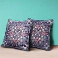 thumbnail image 4 of Amrita Sen Designs  26 x 26 in. Paisley Leaf Geo Duo Broadcloth Indoor & Outdoor Zippered Pillow - Dark Purple & Pink, 4 of 5