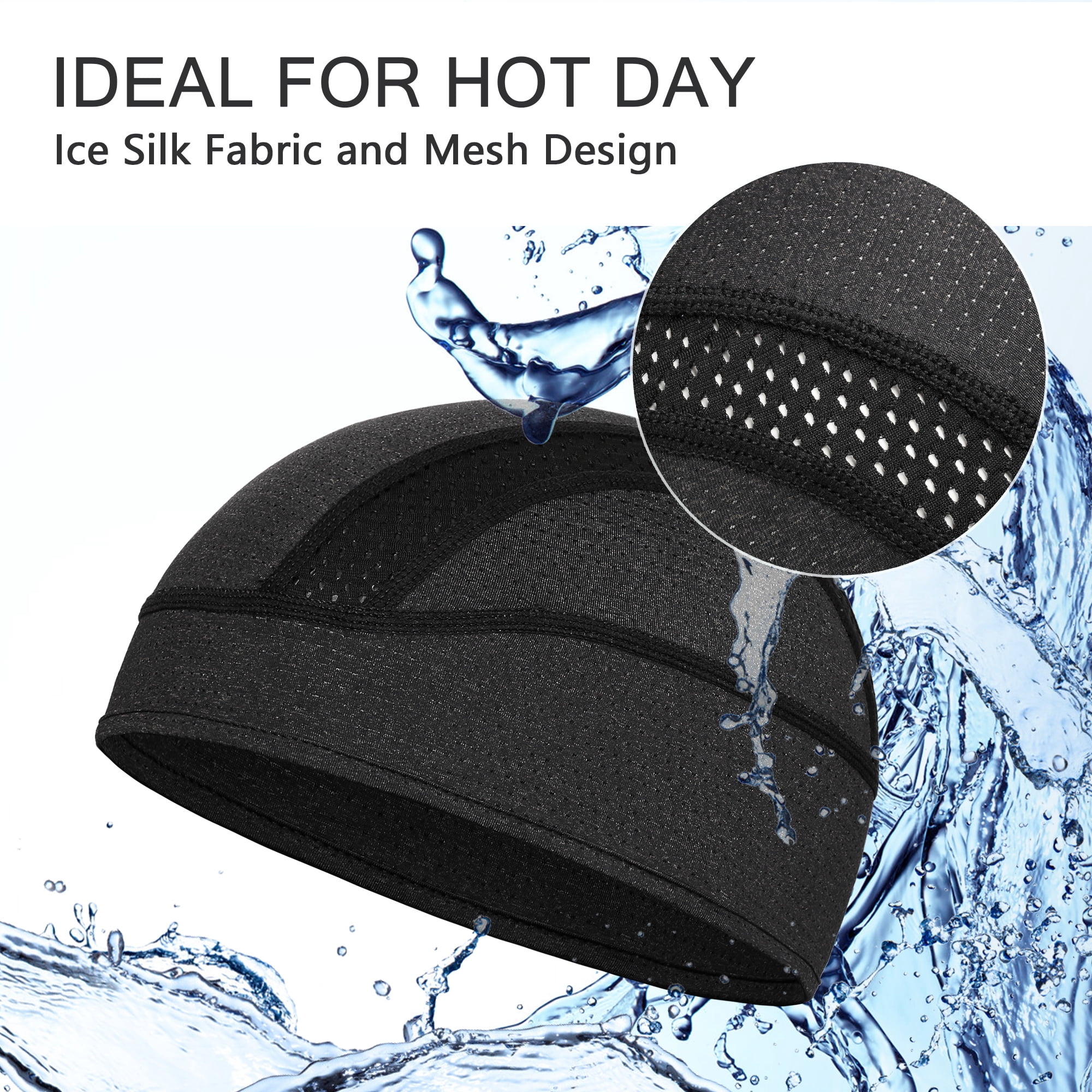 MELASA Cooling Skull Cap For Helmets - Sun Protection & Sweat Wicking - Mesh Liner For Cycling, Work