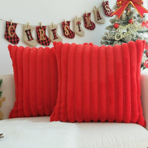 Fundas de almohada JOJUSIS de piel sintética, color rojo navideño, 51 x 51 cm, paquete de 2
