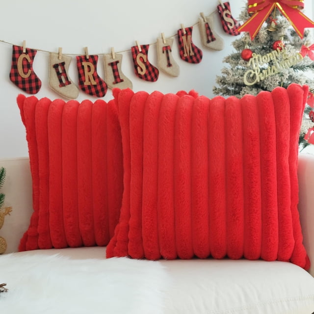Fundas de almohada decorativas JOJUSIS de piel sintética roja de 45 x 45 cm, paquete de 2