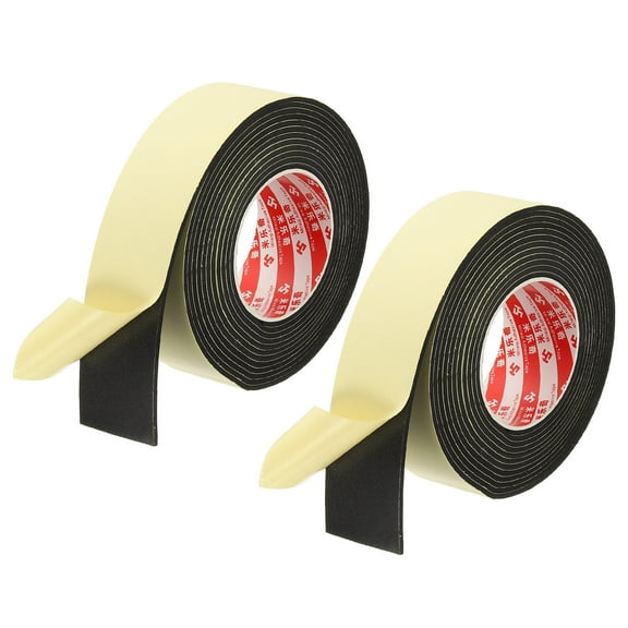 2 Inch x 16.4 Ft Weather Stripping Door Seal Strip, 2 Roll 3mm Thick EVA Self Adhesive Foam Seal Tape for Door Window Insulation, Black