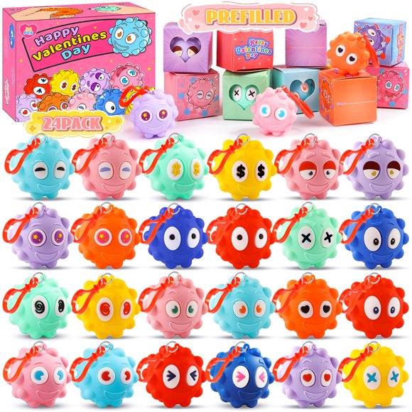 Regalos para el día de San Valentín, paquete de 24 unidades, pop fidget ball 3D precargadas