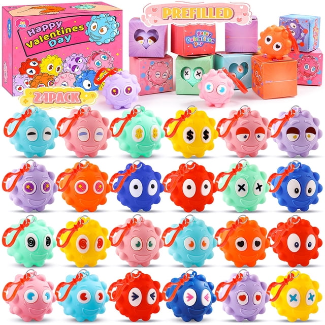 Regalos para el día de San Valentín, paquete de 24 unidades, pop fidget ball 3D precargadas