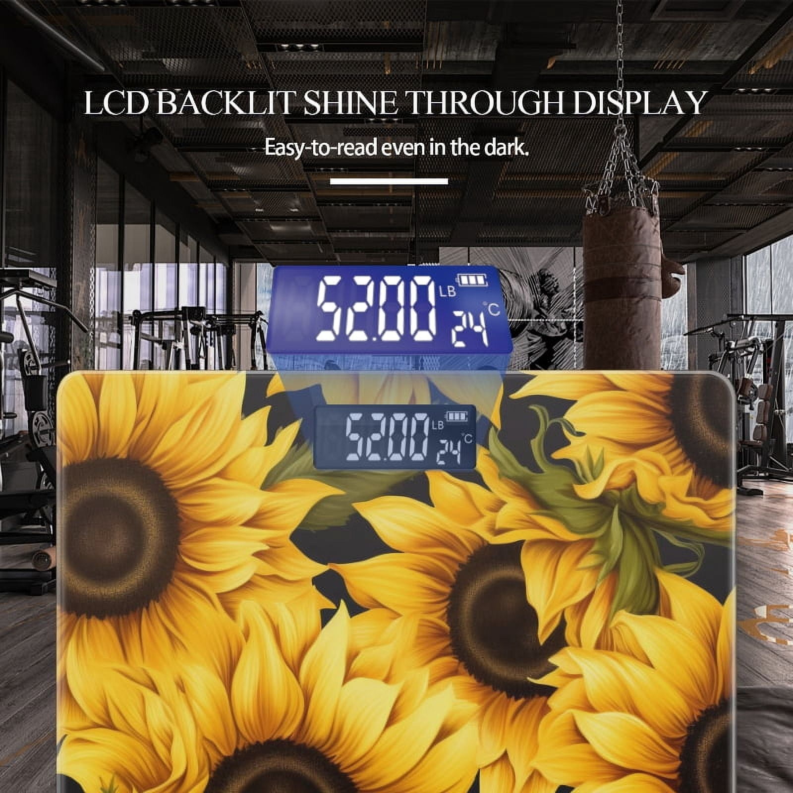 High Precision Body Weight Scale Smart Bathroom Scales with Large LCD Display(400lbs),Decorative for Bedroom-Vibrant Sunflowers With Petals