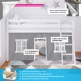 thumbnail image 2 of Max & Lily Loft Bed, Low Solid Wood Twin Loft Bunk Beds for Kids with Ladder and Curtain, 2 of 12