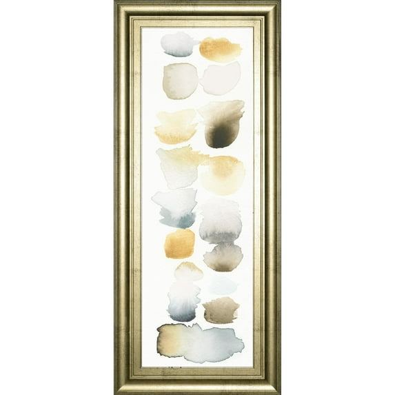 White and Brown Watercolor Swatch Panel II Rectangular Framed Wall Art 18" x 42"