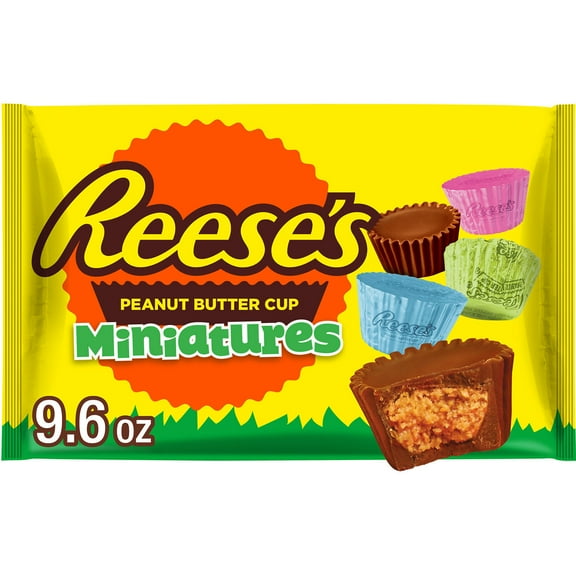 REESE'S Miniatures Milk Chocolate Peanut Butter Cups, Easter Candy Bag, 9.6 oz