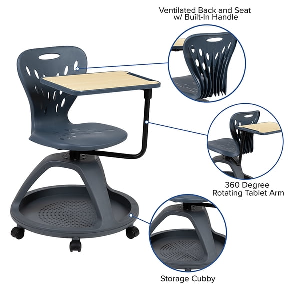 Mobile Desk Chair - Dark Gray