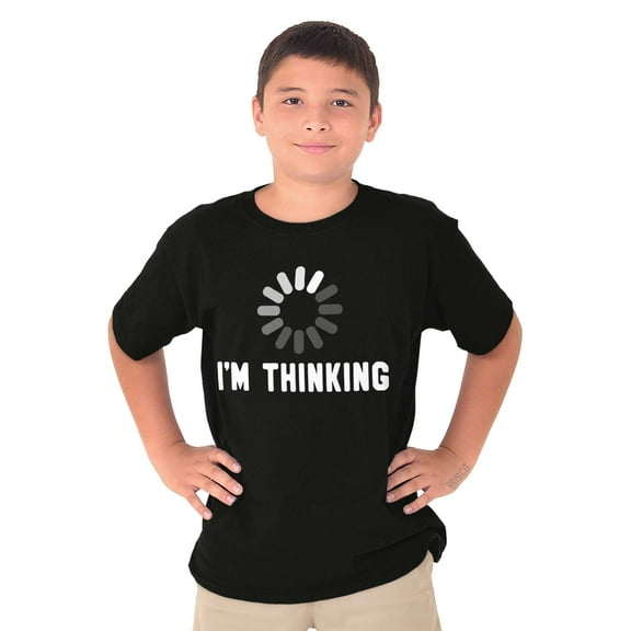 Thinking Loading Computer Nerd Geek Crewneck T Shirts Boy Girl Teen Brisco Brands L
