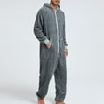 thumbnail image 5 of SWSMCLT Men's Hooded Onesie Pajama Warm Fuzzy Fleece Comfy Thick Zip Up Long Sleeve Onesies Sleepwear Soft Winter Dark Grey Large, 5 of 5
