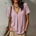thumbnail image 7 of cfhntfmh Spring Tops for Women Casual V Neck Cotton Blend Shirts Short Sleeve Loose Fit Lightweight Blouse Tunics, 7 of 7