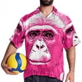 thumbnail image 4 of Pink Monkey Gorilla Men's Short Sleeve Beach Shirts, Casual Printed Button Down, Summer Unisex Spread Collar Tops, 4 of 6