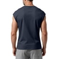 thumbnail image 4 of Muscle Sleeveless Shirts Men Casual Cotton Workout Tank Tops Cut Off Shirts Gym Running Loose Fit Streetwear Top Navy L, 4 of 6