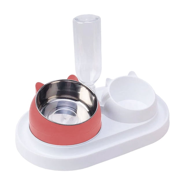 Twfbrm Pet Supplies Cats Bowl Two In One Drinking Water Dog Water Bowl Rice Bowl Pet Bowl Drinking Water Feeding All One Suitable For Dogs and Cats To Live and Drink Water for Cats Dogs