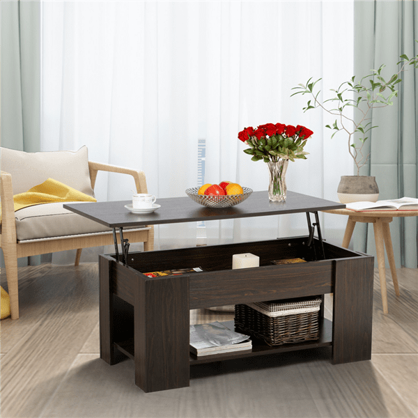 Joolihome Coffee Table Dining Wood /& Metal Living Room Furniture Table for Receiving Oak Working Lift Up Top Tea Table with Hidden Storage for Home and Office