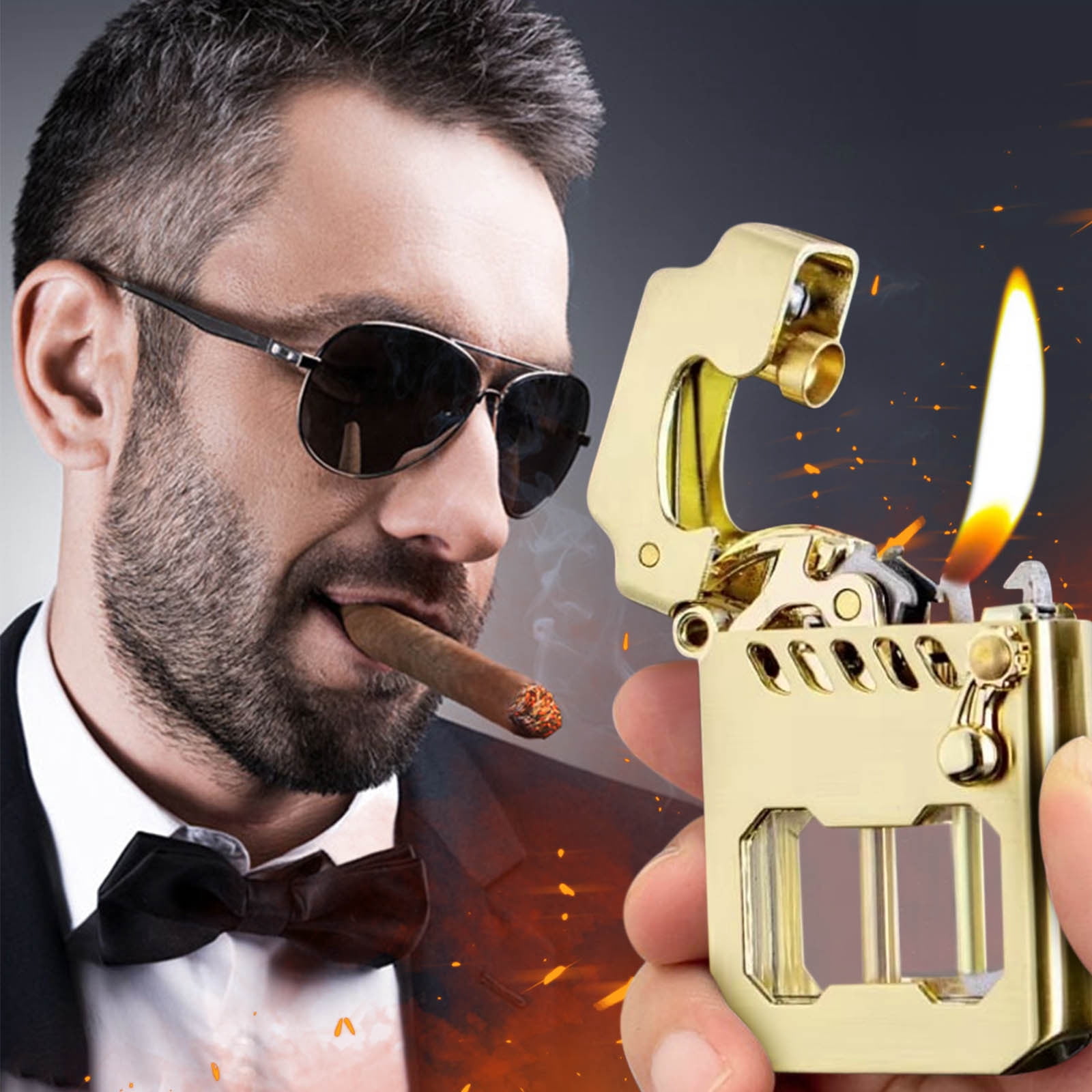 Uscallm One Button Ejection Transparent Lighter, One-button Ejection Cyberpunk Lighter, Transparent Chamber Rocker Mechanism, Futuristic Gadget For Smoking Accessories