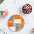 thumbnail image 4 of FMSHPON Geometric Abstract Oil Painting Style Orange Set of 6 Round Coaster for Drinks, Absorbent Ceramic Stone Coasters Cup Mat with Cork Base for Home Kitchen Room Coffee Table Bar Decor, 4 of 6