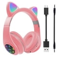 thumbnail image 2 of Cateissary Auriculares con orejas de gato con micrófono Bluetooth 5,0, auriculares inalámbricos con cancelación de ruido RGB, Gamer, adultos, niños y Cables de audio/vídeo No.03, 2 of 8