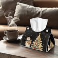 thumbnail image 4 of ZUXONGSY Christmas Snowman Tree Tissue Box Cover 2 Pcs Elegant Office Desk Decorations PU Rectangle Leather Ttissue Box Cover with Buttons for Christmas Party Vanity Parlors Offices, 4 of 7