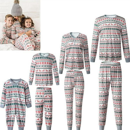 

Viworld Matching Family Pajamas Set Christmas PJ s with Christmas Tree Deer Reindeer Printed Tops+Pants Sleepwear Nightwear Set