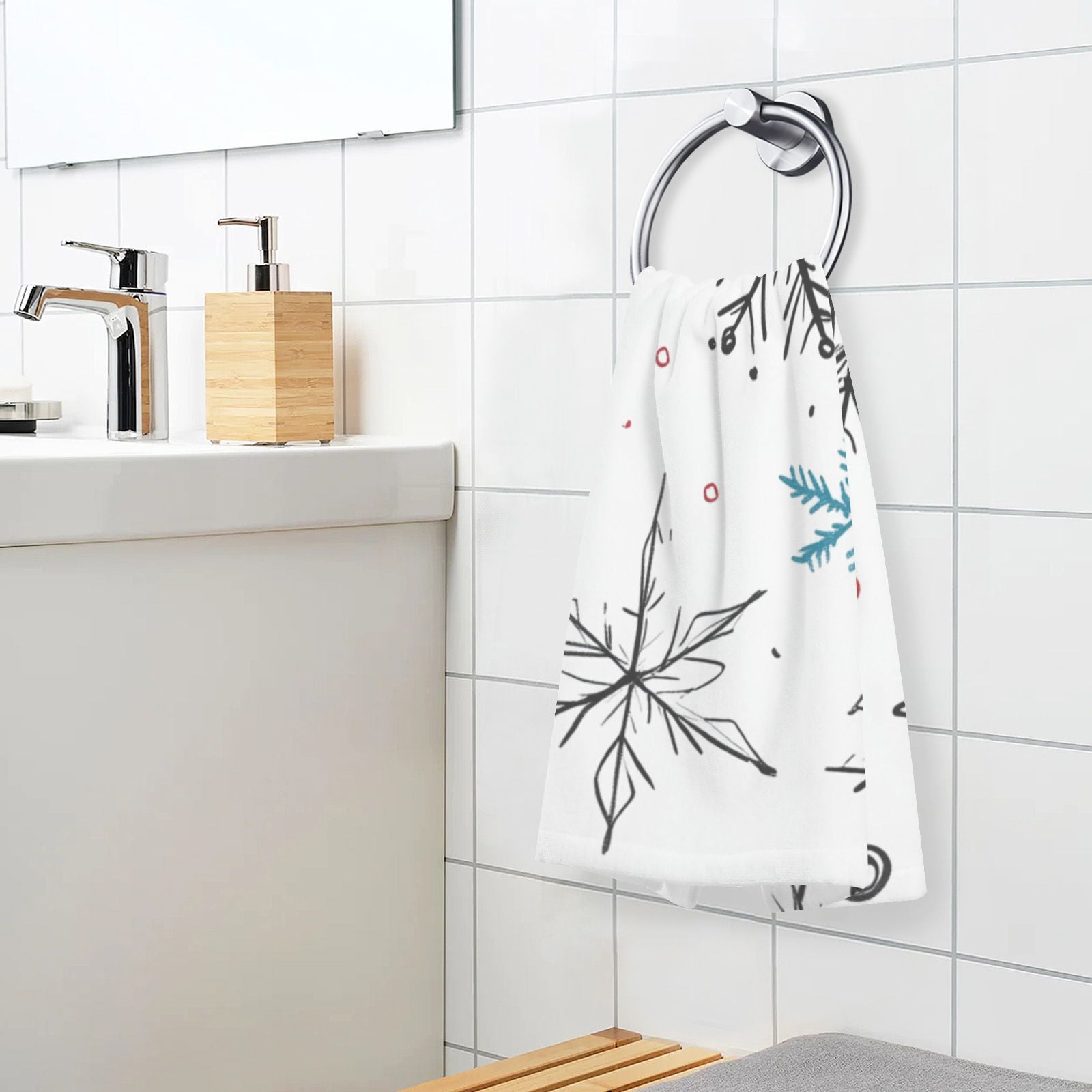 Christmas Snowflakes Hand Towels Cotton Bath Towels Large Face Towels Absorbent for Bathroom 2 Packs