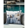 thumbnail image 4 of Outdoor Pillows Waterproof, Navy Blue Pumpkin Fall Bedding Throw Pillows with Insert for Couch Sofa Bed, Thanksgiving Leaves Pastoral 18x18 Inch Pillowcases Decorative Camping Patio Pillow Set of 1, 4 of 8