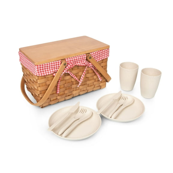 Picnic Time Piccola Picnic Basket, Red & White Gingham