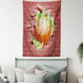 thumbnail image 4 of Rustic Home Decor Tapestry, Claw Beast Monster Hand out Holds Basketball Ball through Brick Wall Paint, Wall Hanging for Bedroom Living Room Dorm Decor, 60W X 80L Inches, Red Green, by Ambesonne, 4 of 5